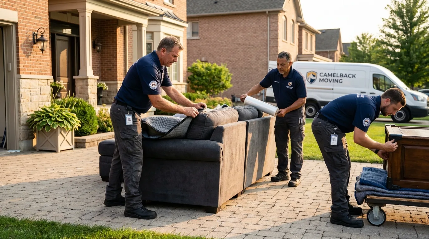 Large estate moving crew wrapping furniture in Shippensburg, PA